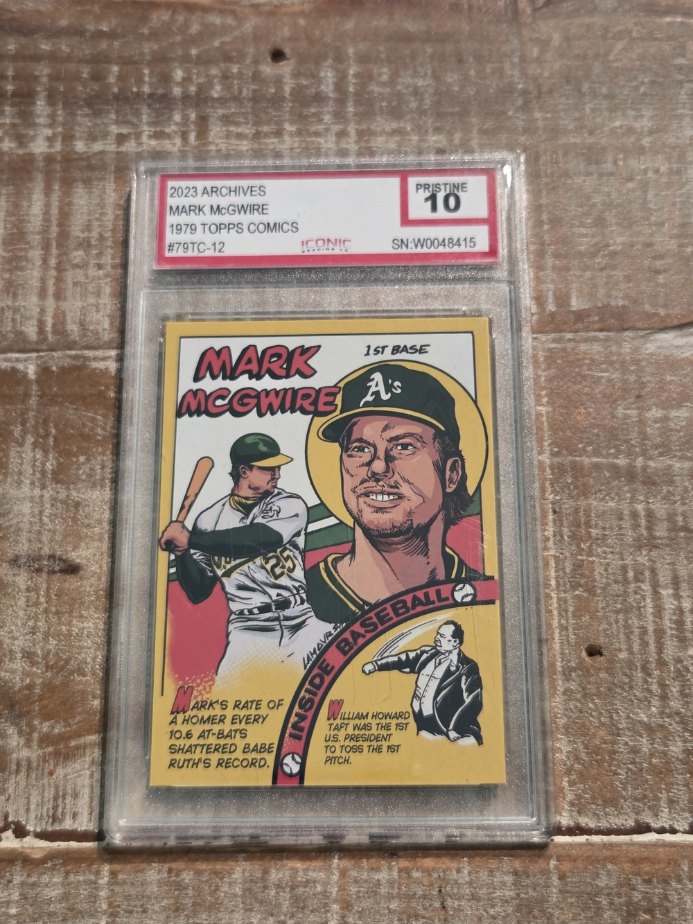 PRISTINE 10 Mark McGwire 2023 Archives 1979 Topps Comics Graded Baseball Card